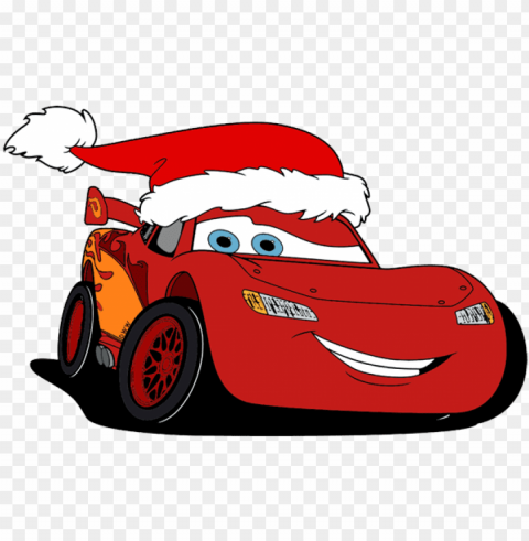 lightning - lightning mcqueen with santa hat PNG Image with Transparent Isolation
