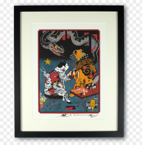 limited edition signed & framed dream of 90s print - tattoo artist Isolated Element in HighResolution Transparent PNG