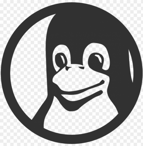 linux logo - linux tux black white HighResolution PNG Isolated on Transparent Background