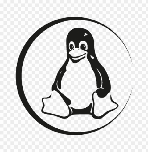 linux tux black vector logo free Isolated Design on Clear Transparent PNG