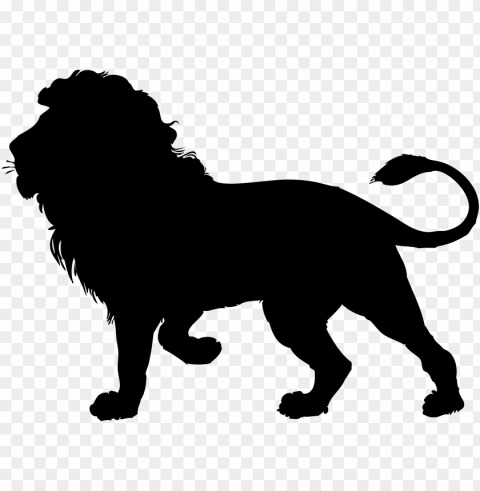 lion silhouette clipart - lion black outline Isolated Object on Transparent PNG