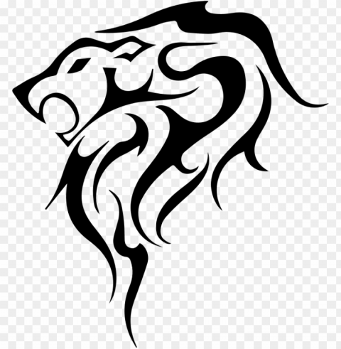 lion tattoo flash tribe mane free commercial clipart - simple tattoo art drawings Transparent PNG Isolated Graphic with Clarity