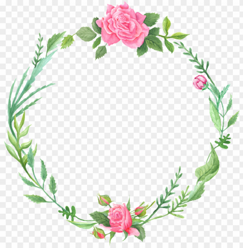 literary fan green leaf and flower wreath decoration - watercolor wreath background Isolated Artwork on HighQuality Transparent PNG
