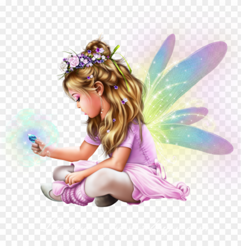 little fairy girl riding a bird 5 - fairy Clear Background PNG Isolated Design