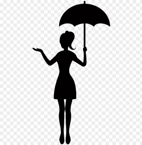 little girl silhouette - girls silhouette with umbrella Isolated Design Element in Clear Transparent PNG