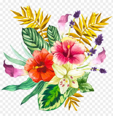 live peacefullyeat blissfully - beautiful bouquet of tropical flowers Isolated Element in HighQuality PNG