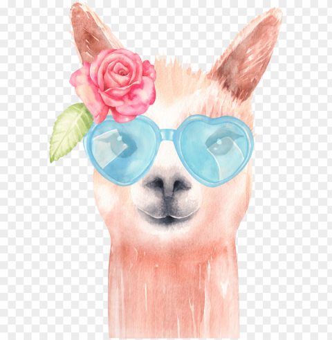 llama watercolor - watercolor llama clipart PNG with alpha channel