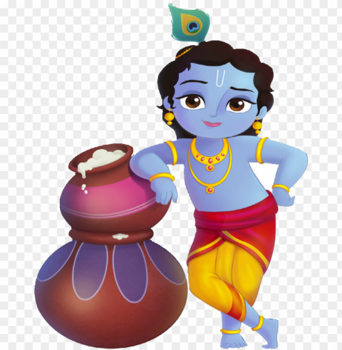 lord krishna standing with makhan - little krishna Transparent PNG Isolated Illustration