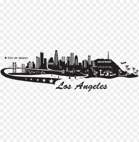 los angeles skyline - los angeles skyline black Isolated Icon on Transparent Background PNG