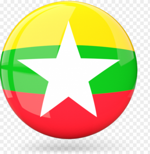 lossy round icon - myanmar flag butto PNG for digital art