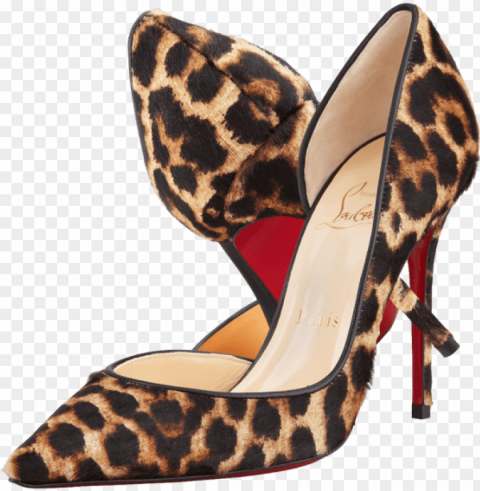 louboutin iriza d'orsay leopard print calf pumps cheetah - louboutin leopard print PNG graphics with clear alpha channel selection