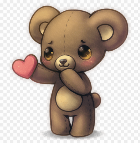 love cute anime animals bear heart kawaii - cute teddy bear anime PNG pictures with no background