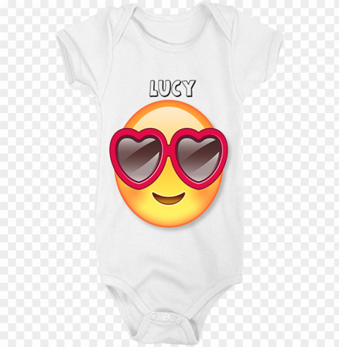 love struck emoji customised baby grow - infant bodysuit Isolated Character in Clear Background PNG
