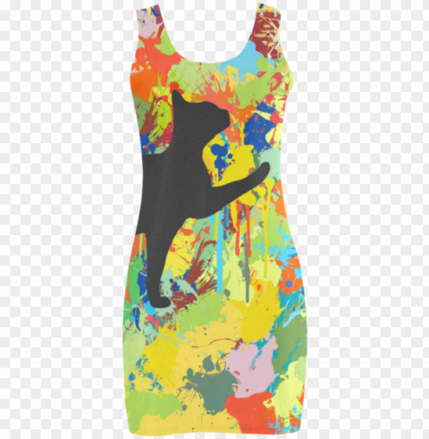 lovely cat colorful splash complet vest dress - lovely cat colorful splash complet photo rings adult Isolated Object on Clear Background PNG