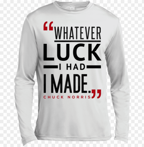 luck chuck norris quote long sleeve moisture wicking - long-sleeved t-shirt Transparent PNG Object with Isolation