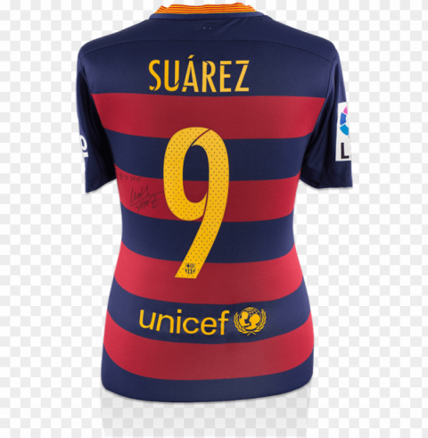 luis suarez signed and match worn barcelona 2015-16 - suarez match worn shirts Isolated Design on Clear Transparent PNG