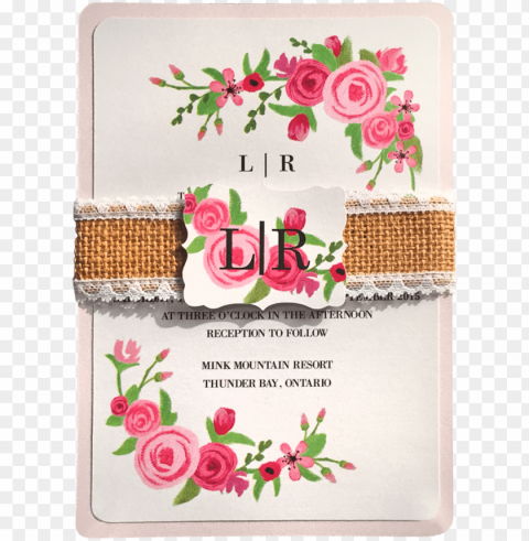 'luna' vintage rose invitation - wedding invitation sample philippines Transparent Background Isolation in HighQuality PNG