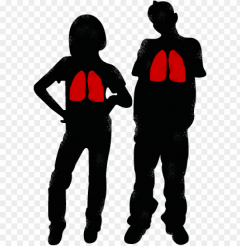 lungs - body silhouette and lungs Isolated Illustration with Clear Background PNG