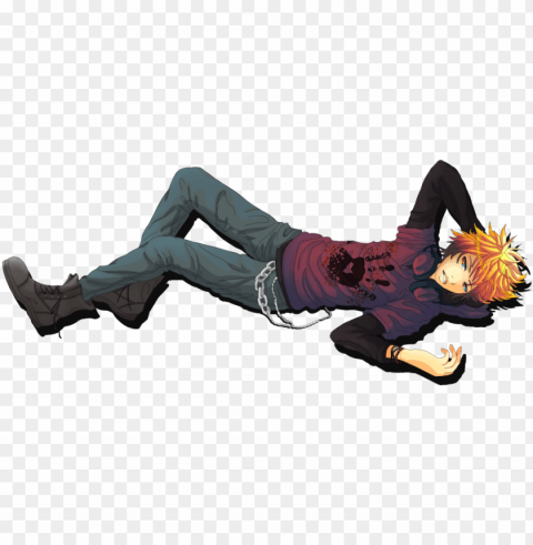 lying down by sabinaa pluspng - anime boy laying dow PNG Isolated Object with Clear Transparency