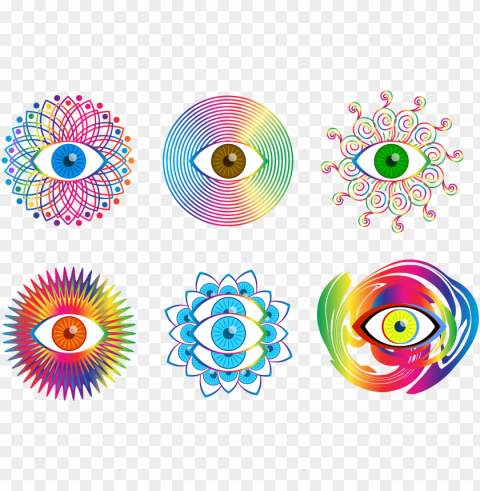 lysergic acid diethylamide psychedelic eyeballs clipart - psychedelic eye Transparent Background Isolated PNG Icon