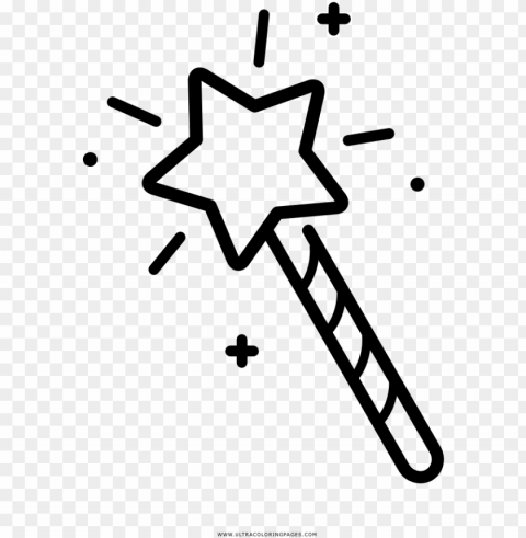 magic wand coloring page - resolution worksheet for students Transparent Background PNG Isolated Icon