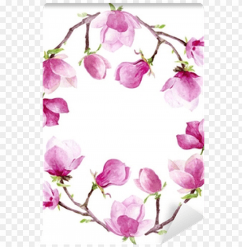magnolia watercolor wreath floral frame border wedding - bridal shower clipart floral Isolated Graphic Element in HighResolution PNG