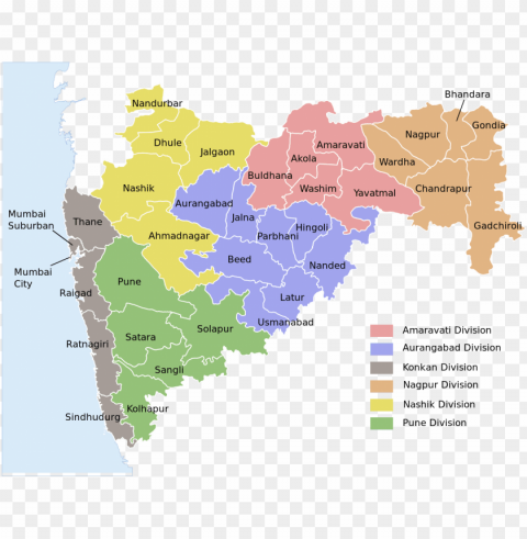maharashtra map with district Isolated Artwork on Transparent Background