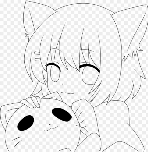 maid drawing neko - anime drawings no color Free PNG