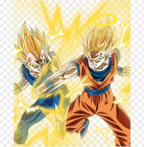 Majin Bejita Vs Son Goku Supa Saiya-jin By Monstkem - Goku Ssj2 Vs Vegeta Ssj2 Transparent PNG Image Isolation