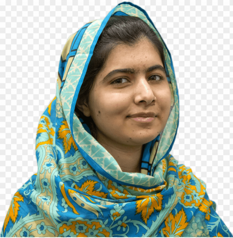 malala yousafzai blue and yellow head scarf - famous leaders 21st century Isolated Subject in Clear Transparent PNG