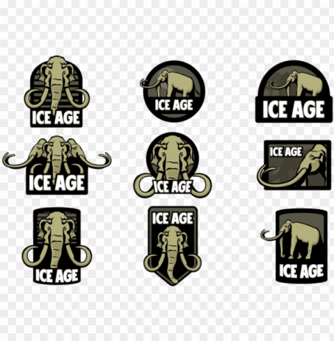 mammoths in ice age vector labels - mammoth skull vector PNG with alpha channel