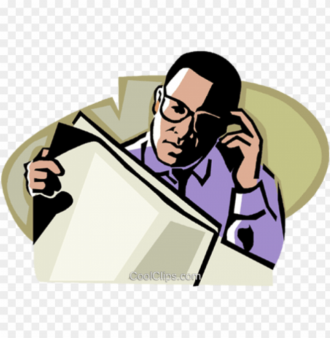 man reading a newspaper - black man reading newspaper Isolated Character on Transparent PNG