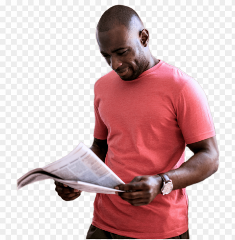 man reading newspaper - people reading newspaper Transparent Background Isolated PNG Art