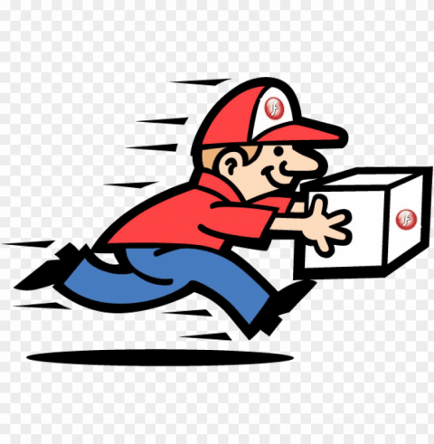 man running with a box to deliver with a flash logo - courier service clipart PNG images without restrictions