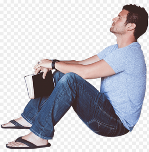 man sitting on ground PNG for web design
