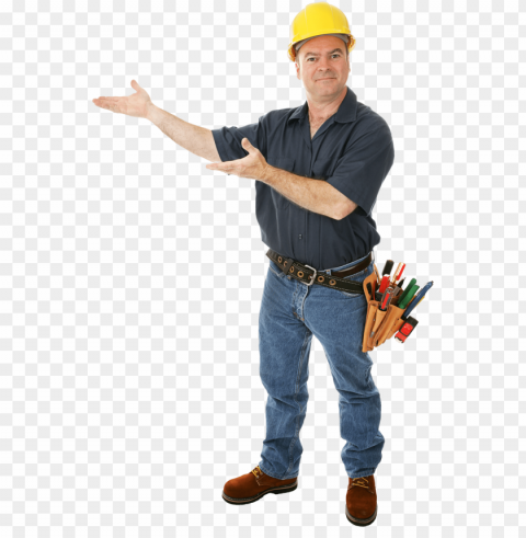 man technic image - construction worker Isolated Artwork on Transparent PNG