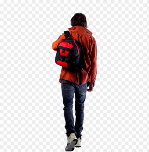 man walking away - backpack Isolated Graphic on Clear Transparent PNG