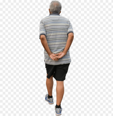 man walking old man cutout back - old people back Transparent PNG Isolated Subject