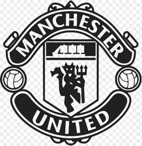 manchester united black logo Isolated Element in Transparent PNG