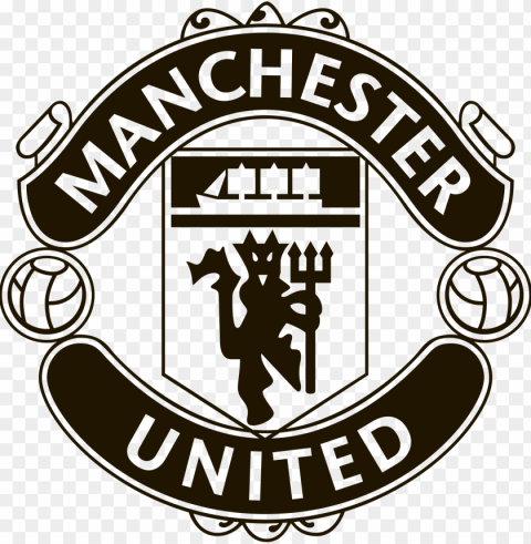 manchester united logo transparent picture - manchester united black logo Isolated Character in Clear Background PNG
