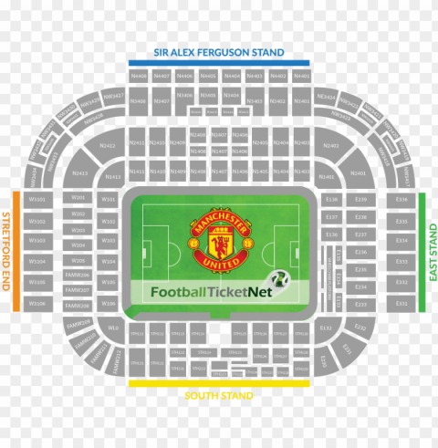 manchester united vs manchester city tickets - old trafford stadium seating pla Isolated Character on Transparent PNG