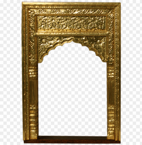 mango wood jharokha mirror frame - jharokha patter Isolated Illustration on Transparent PNG