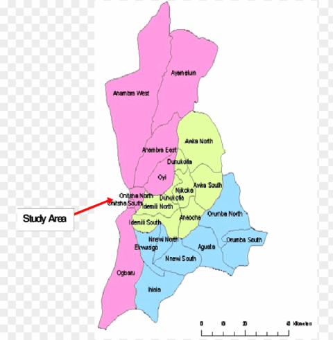 map of anambra state nigeria showing the study area - map of anambra state nigeria Transparent PNG images for graphic design