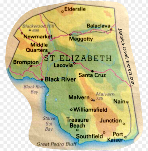 map of black river st elizabeth - atlas PNG images with transparent layer
