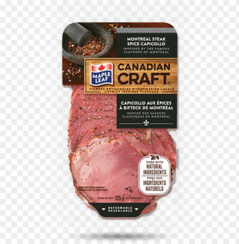 maple leaf canadian craft montreal steak spice capicollo - maple leaf foods Isolated Character on Transparent Background PNG