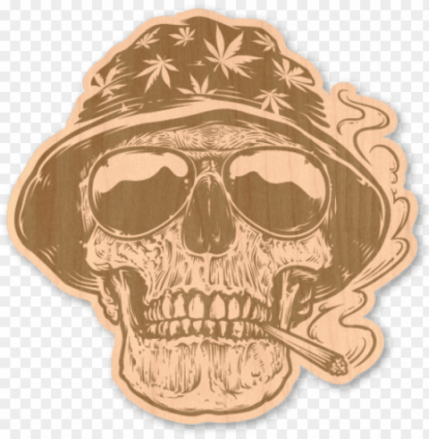maple wood sticker - rastaman skull vector PNG for business use