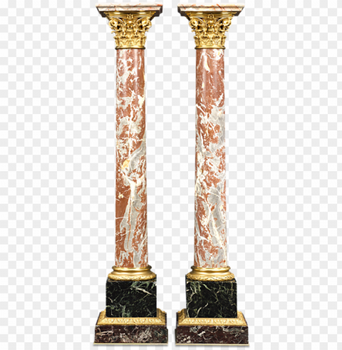marble and bronze french pedestals - marble columns Isolated Object in HighQuality Transparent PNG