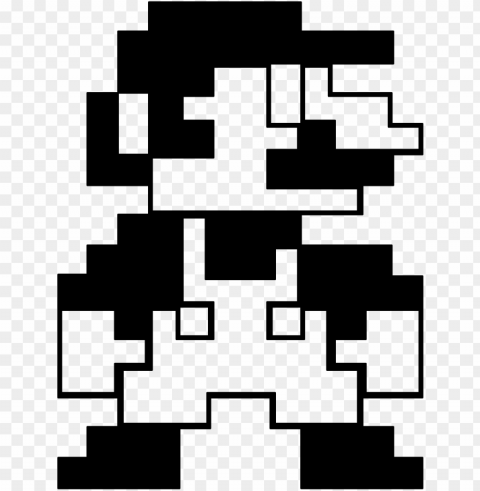 mario vector 8 bit - mario 8 bit black and white Clear PNG photos