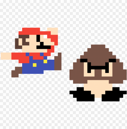 mario vs goomba - super mario 8 bit PNG Image with Isolated Graphic