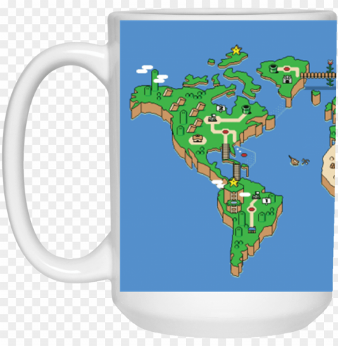 mario world map theme mug - super mario world map us Isolated Illustration with Clear Background PNG